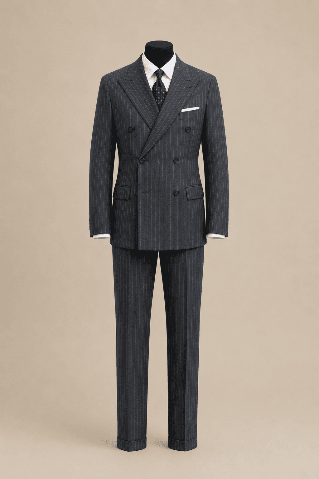 Мужской двубортный костюм Premium Pinstripe — фото 1